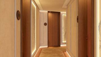 Premium bedding, down comforters, memory foam beds, minibar