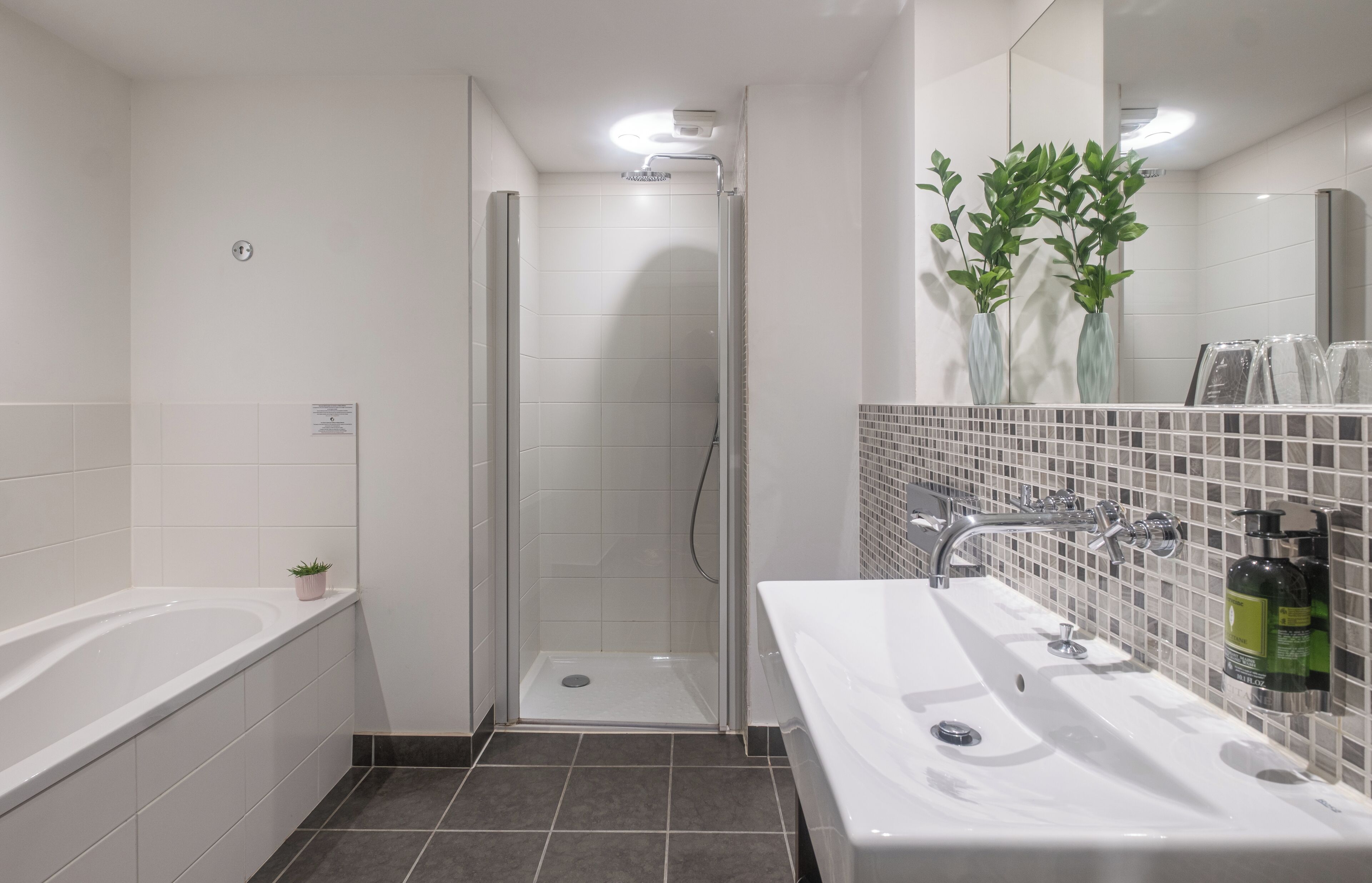 hair dryer, bathrobes, slippers, towels