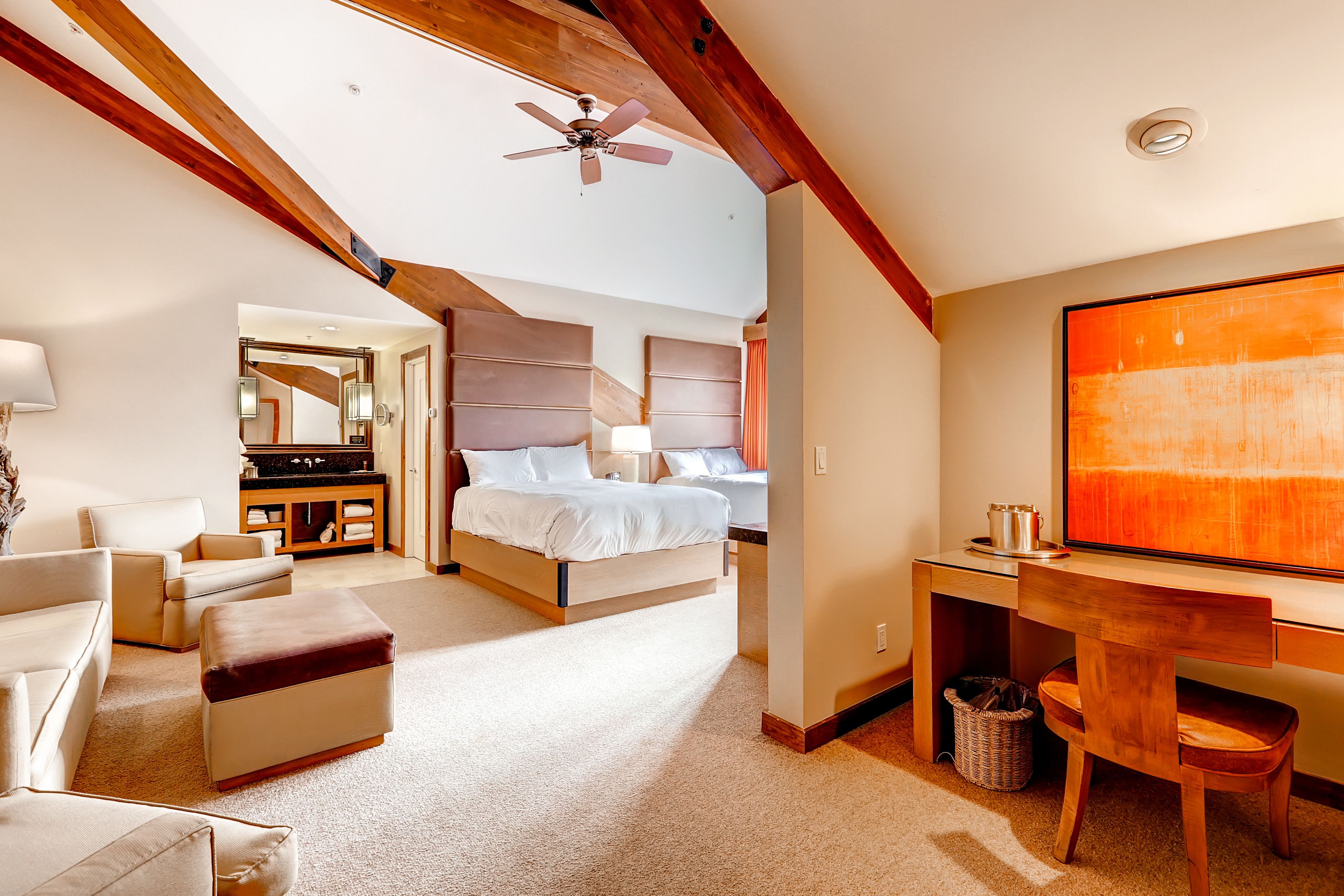 Deluxe Room, 2 Queen Beds | Living area | Flat-screen TV