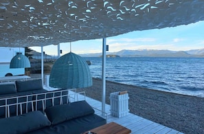 Private beach, sun loungers, kayaking