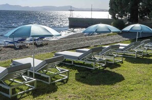 Private beach, sun-loungers, kayaking