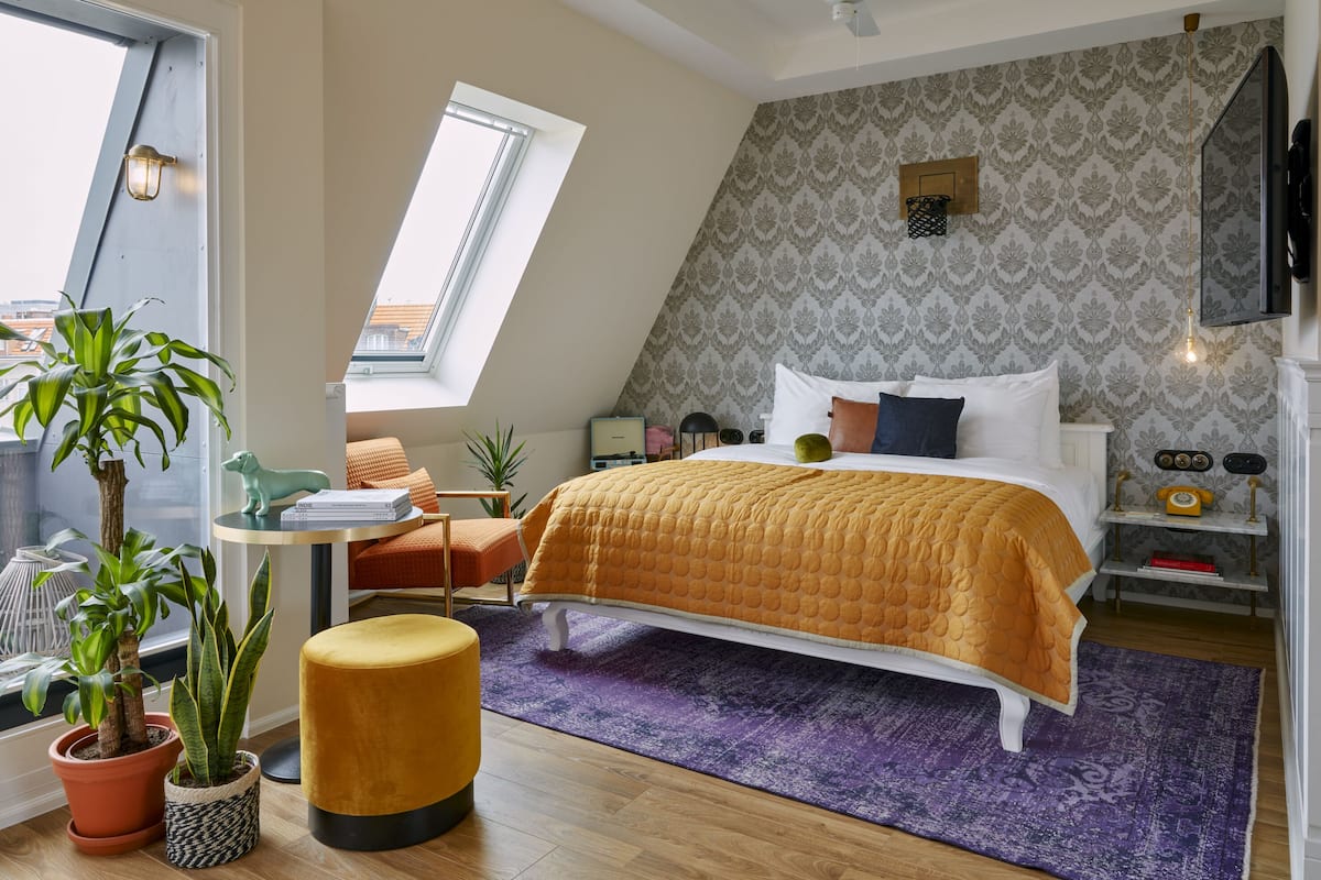 Camera panoramica | Biancheria da letto di alta qualità, una cassaforte in camera