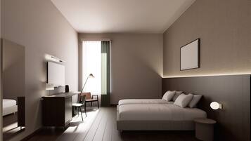 ملاءات للفراش لا تسبب الحساسية وميني بار وخزنة داخل الغرفة ومكتب