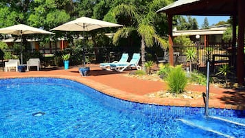 Outdoor pool, pool loungers