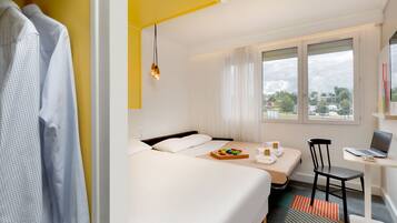 Premium bedding, desk, soundproofing, iron/ironing board