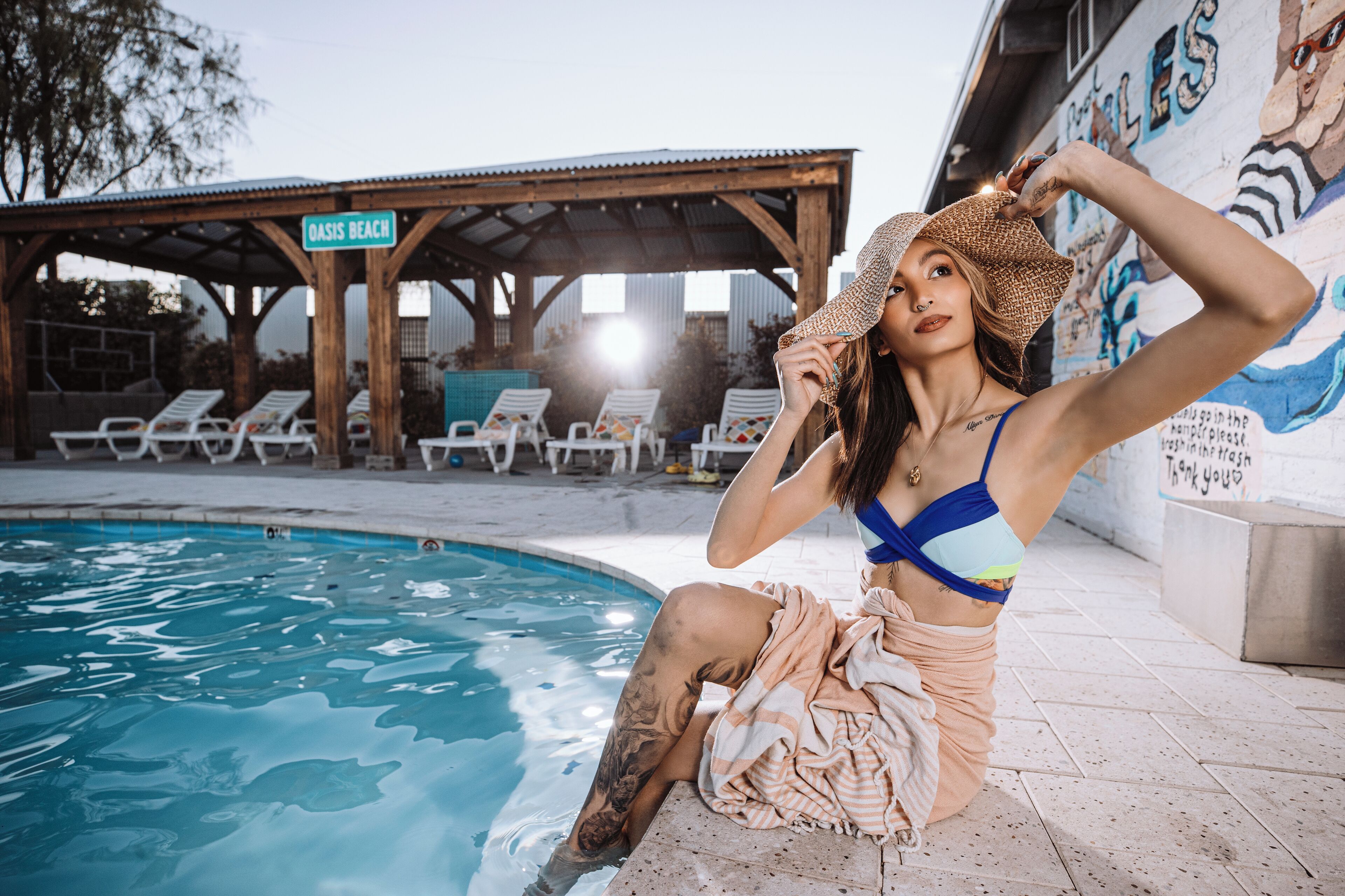 Alberca al aire libre, alberca climatizada y camas balinesas gratuitas