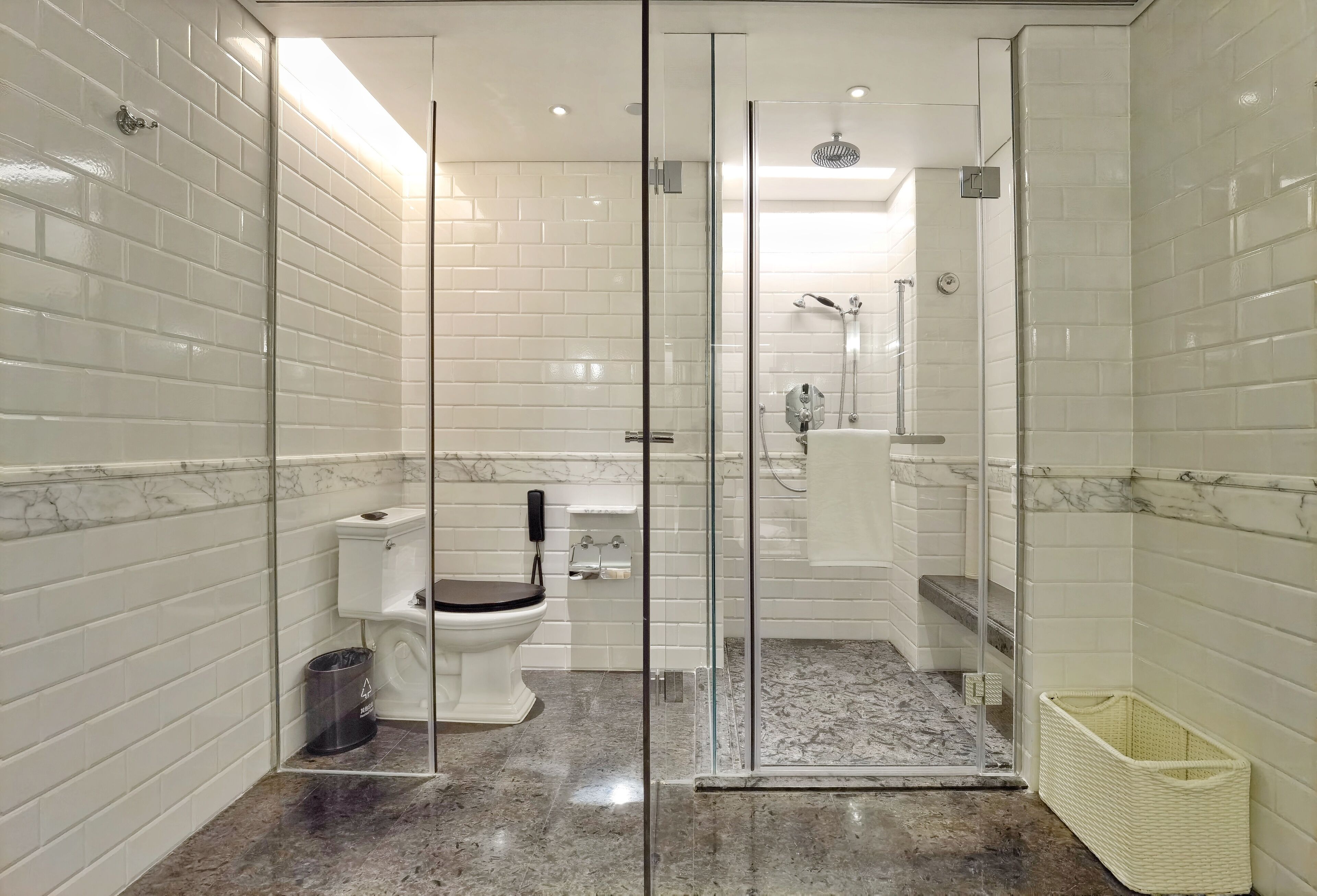 bathroom | separate bathtub and shower, rainfall showerhead, hair dryer, bathrobes
