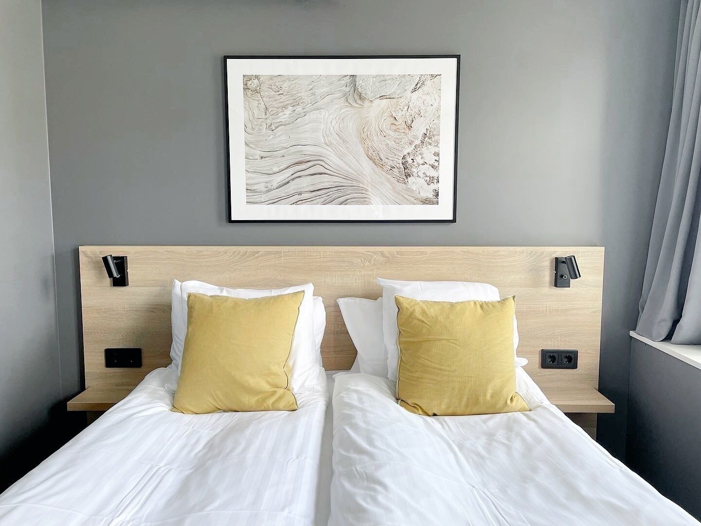 1 bedroom, desk, blackout curtains, iron/ironing board