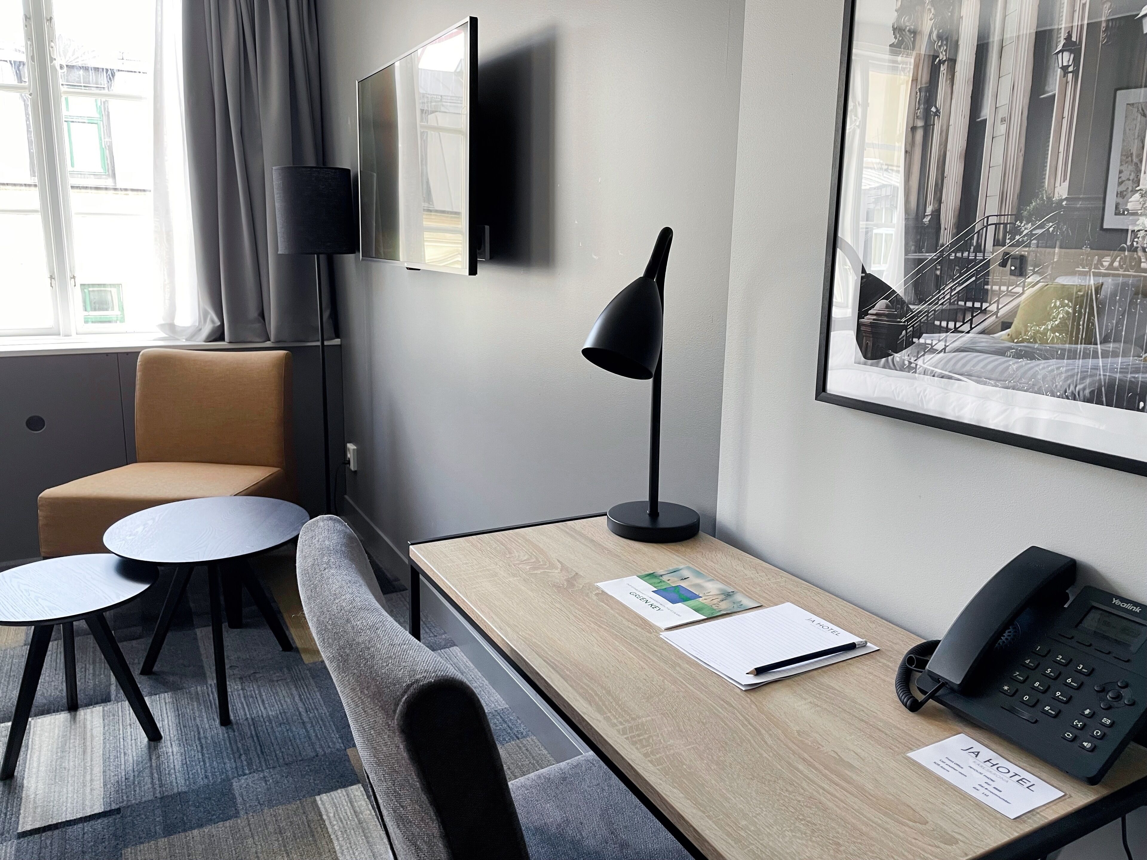 1 bedroom, desk, blackout curtains, iron/ironing board