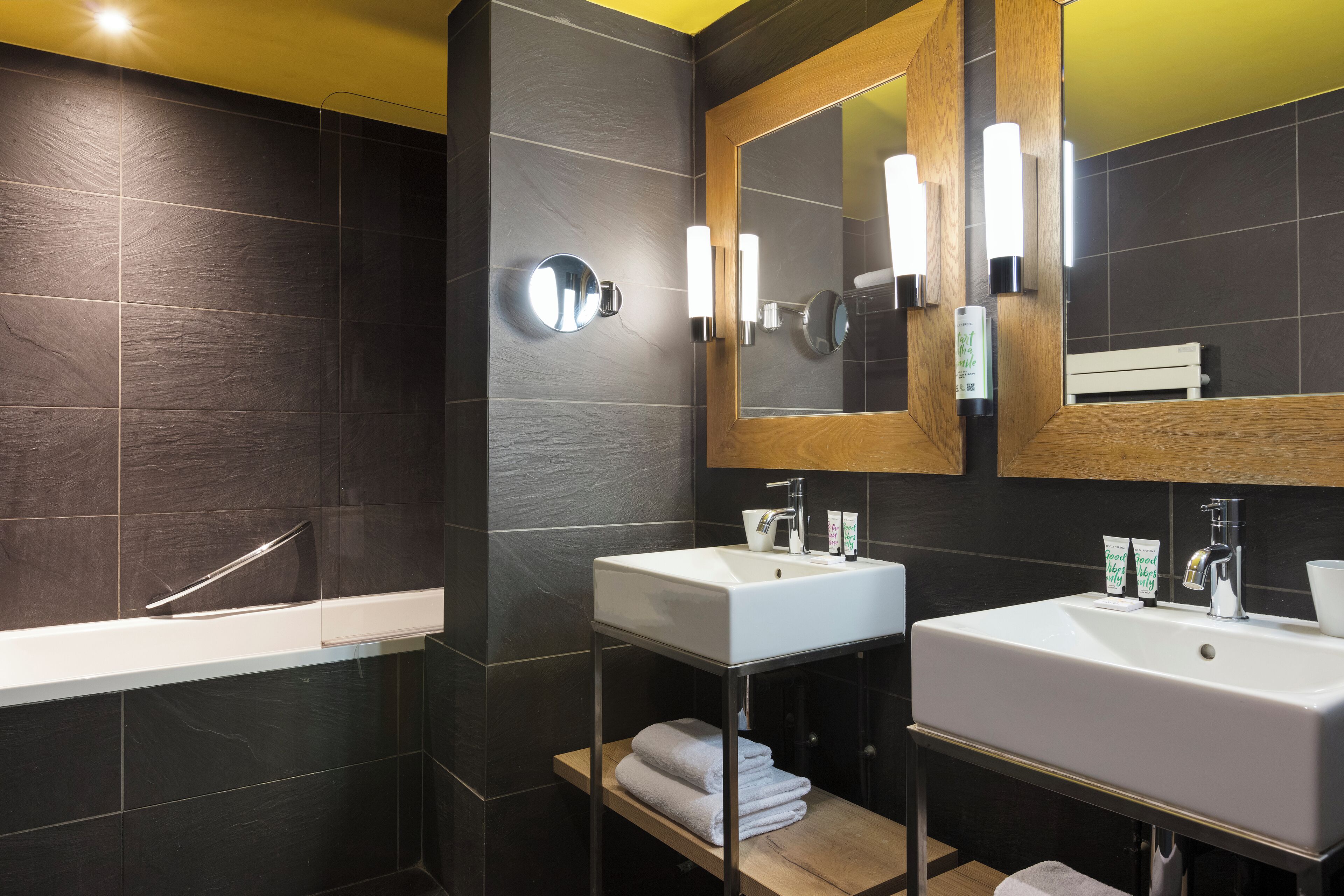 free toiletries, hair dryer, bathrobes, towels