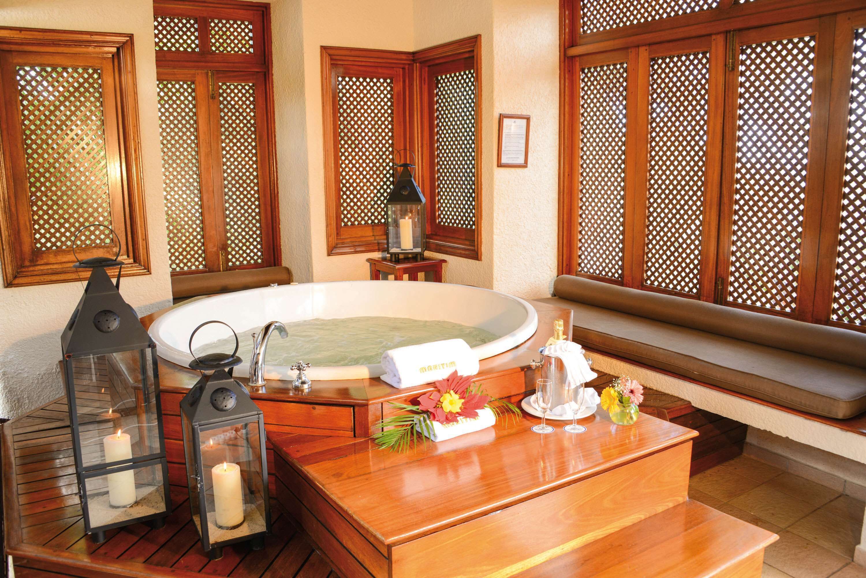 separate bathtub and shower, free toiletries, hair dryer, bathrobes