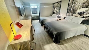 Room, 2 Queen Beds, Non Smoking | Iron/ironing board, free WiFi, bed sheets, alarm clocks