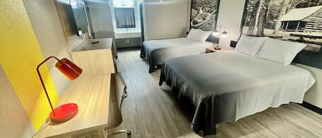 Room, 2 Queen Beds, Non Smoking | Iron/ironing board, free WiFi, bed sheets, alarm clocks