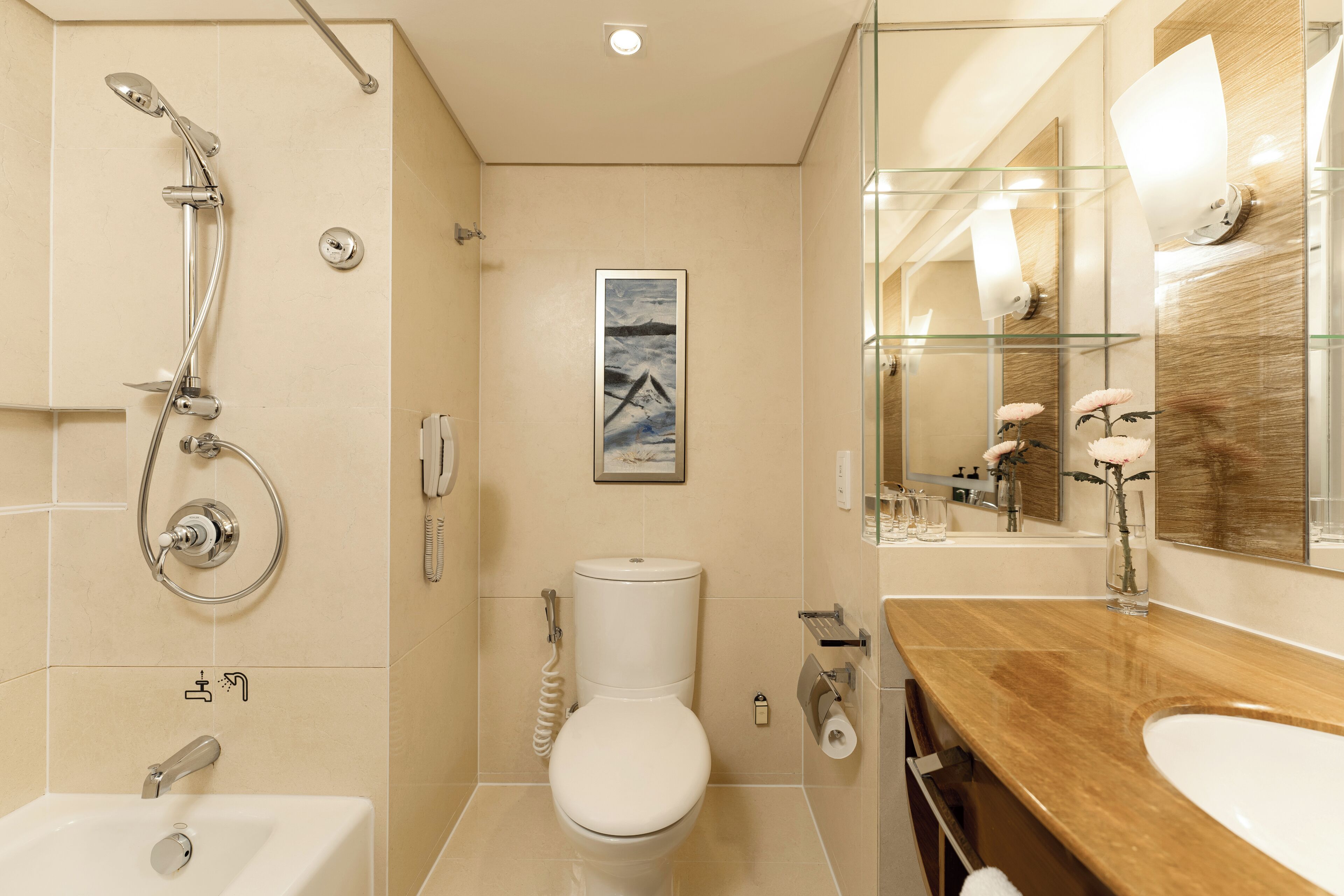 superior room, 1 king bed | bathroom | combined shower/bathtub, deep-soaking bathtub, free toiletries