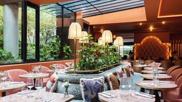 Breakfast and dinner served, garden views