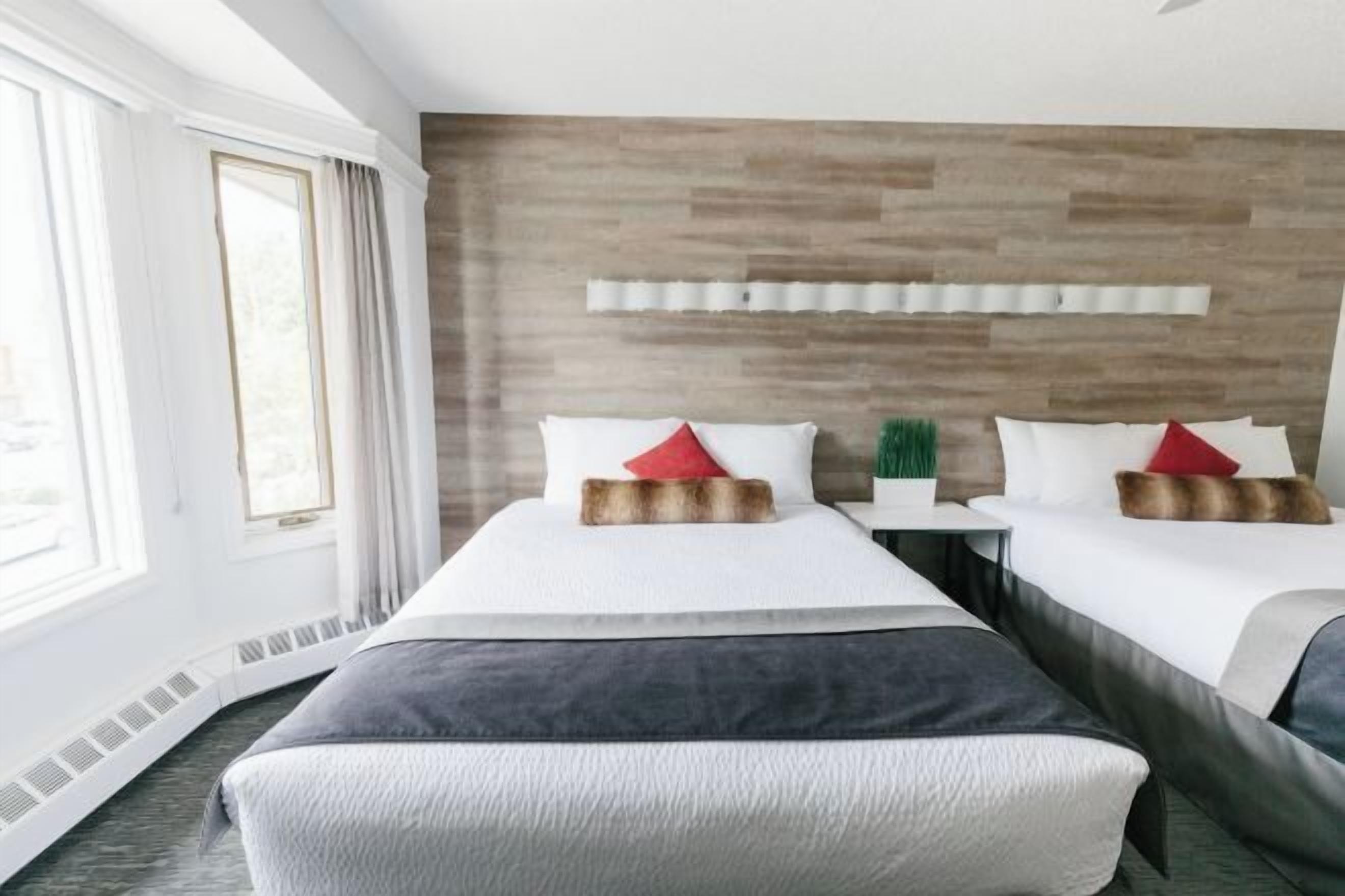 ألحفة محشوة بالريش ومكتب ومساحة عمل للكمبيوتر المحمول وستائر تعتيم