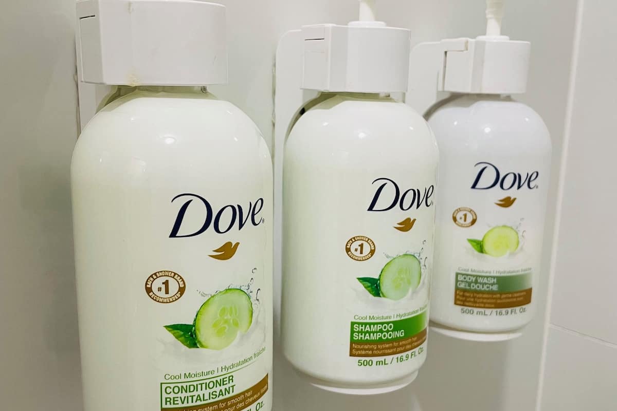 combined shower/bathtub, free toiletries, hair dryer, towels