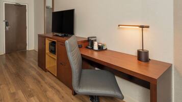 Premium bedding, pillow-top beds, desk, blackout curtains