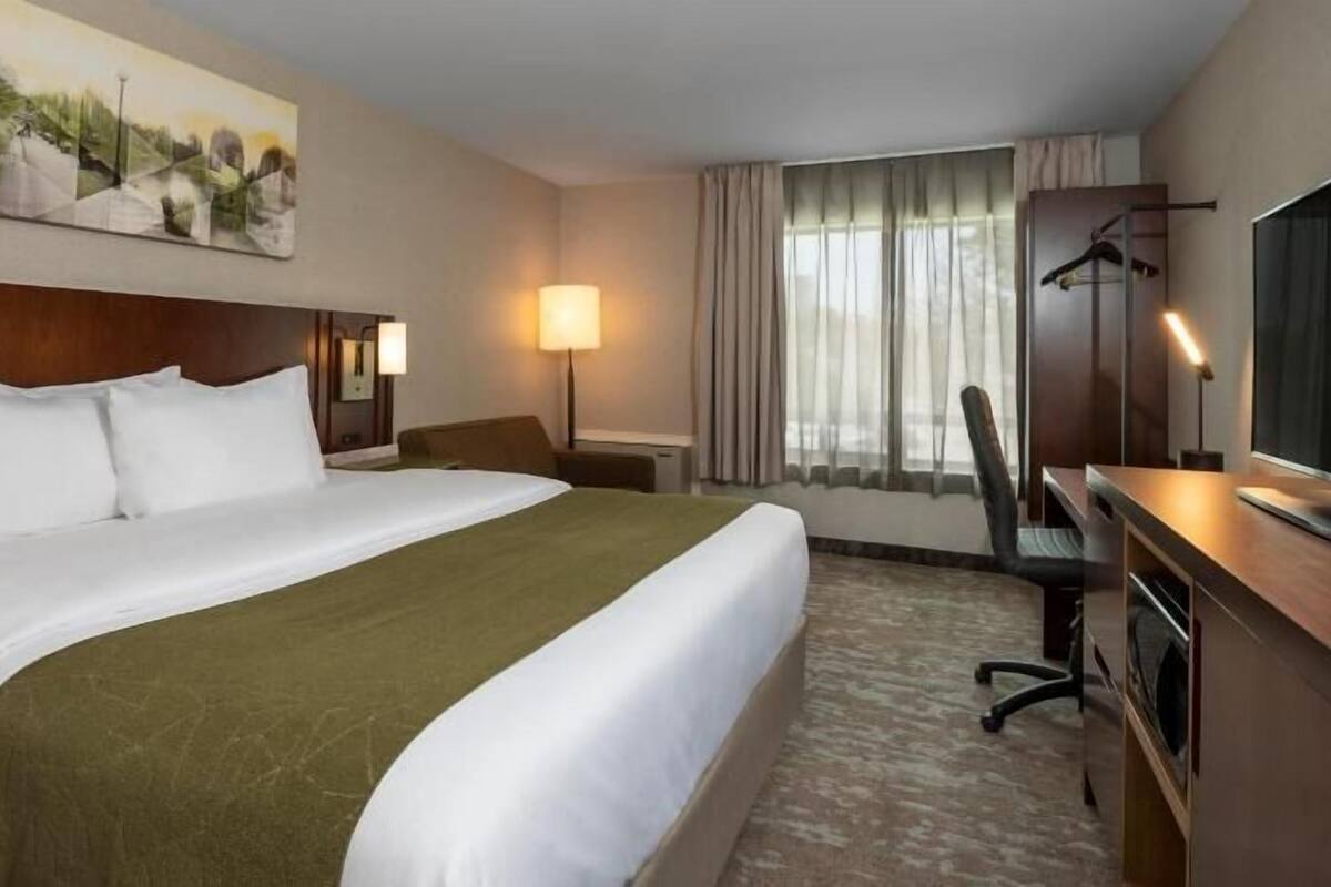 Premium bedding, pillow-top beds, desk, blackout curtains