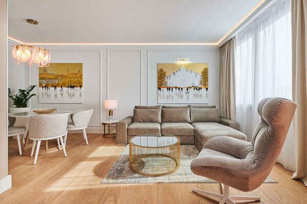 Hypo-allergenic bedding, desk, laptop workspace, iron/ironing board