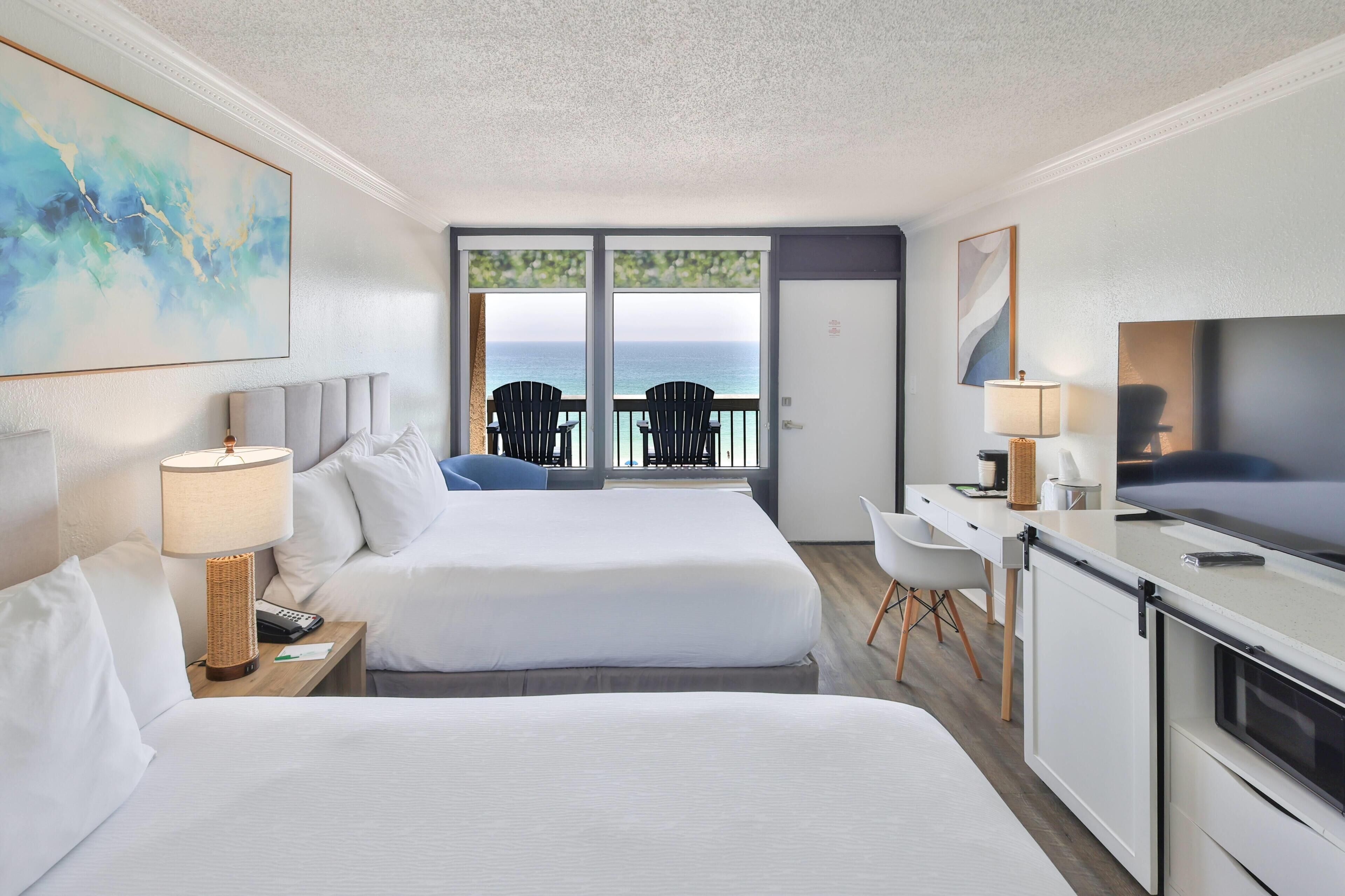 Room, 2 Queen Beds (Gulf View) | Iron/ironing board (on request), cribs (free), WiFi (free), bed sheets