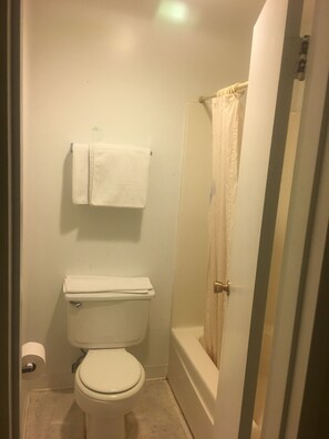 Standard Room, 1 King Bed | Bathroom | Combined shower/tub, free toiletries, towels