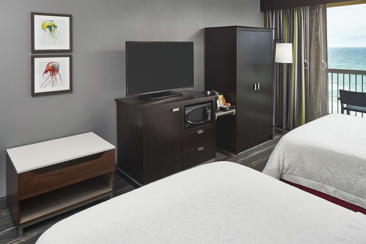 Room, 2 Queen Beds, Accessible, Ocean View (Mobility & Hearing, Bathtub) | In-room safe, desk, laptop workspace, blackout drapes