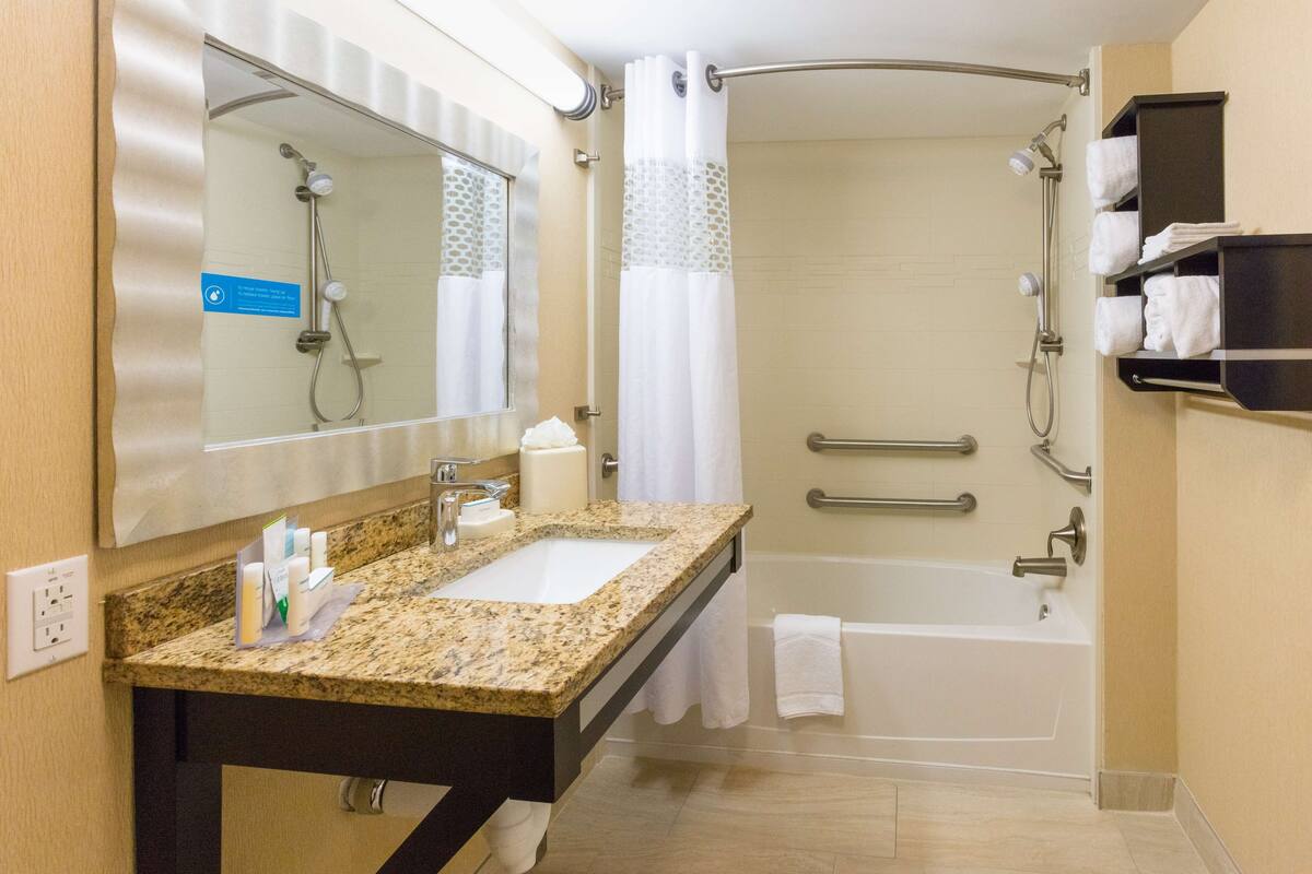 free toiletries, hair dryer, towels, soap