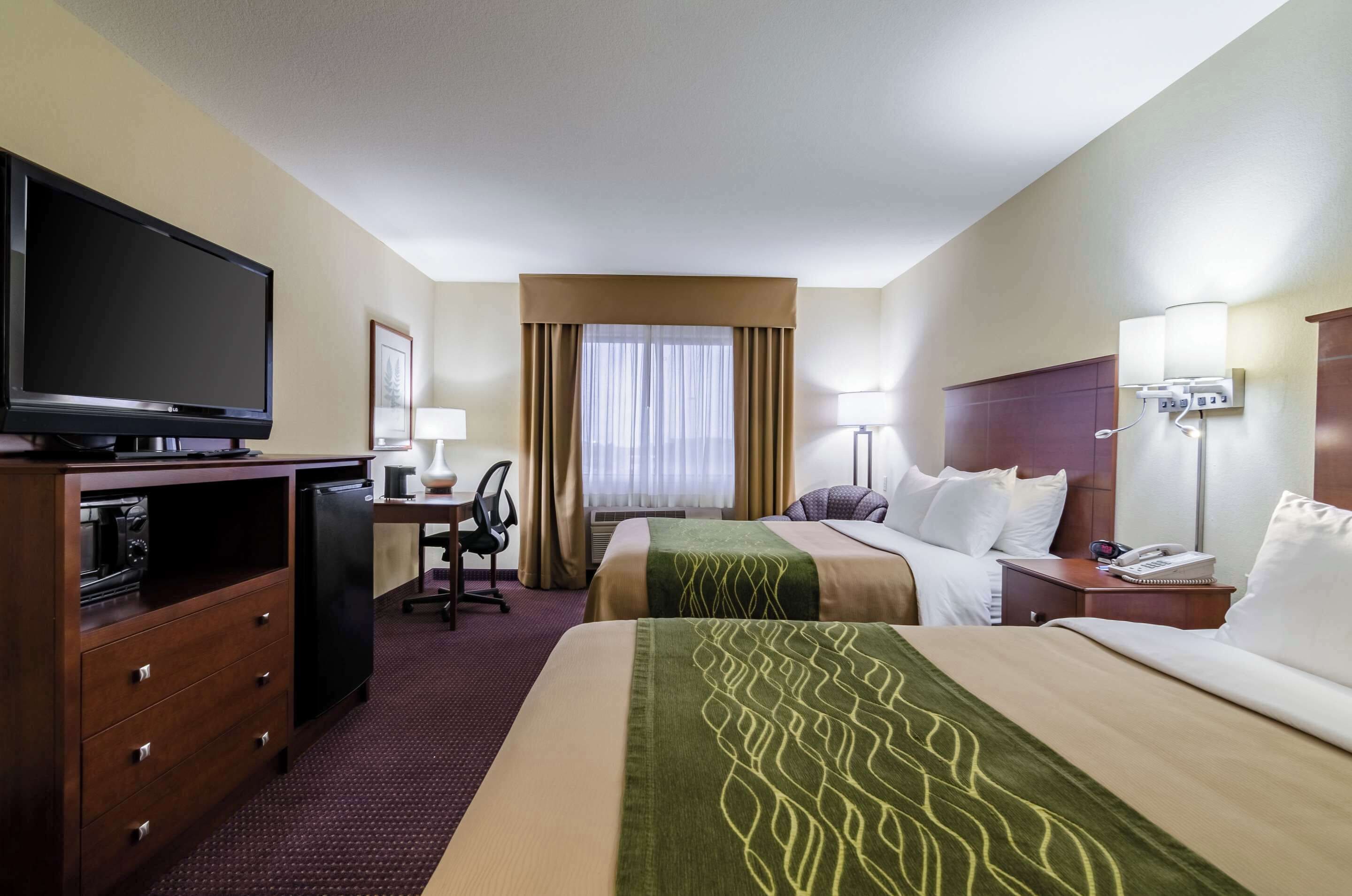 standard room, 2 queen beds, non smoking | in-room safe, desk, iron/ironing board, rollaway beds