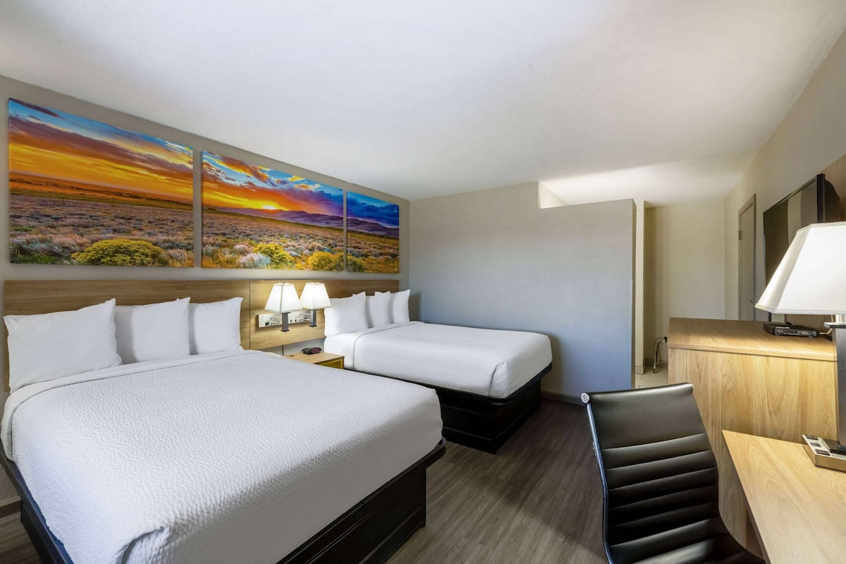 room, 2 double beds, non smoking | desk, laptop workspace, blackout curtains, iron/ironing board