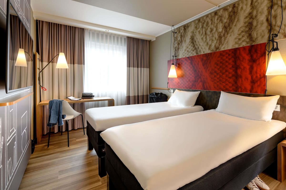 Standard Room, 2 Twin Beds | Desk, blackout drapes, soundproofing, iron/ironing board