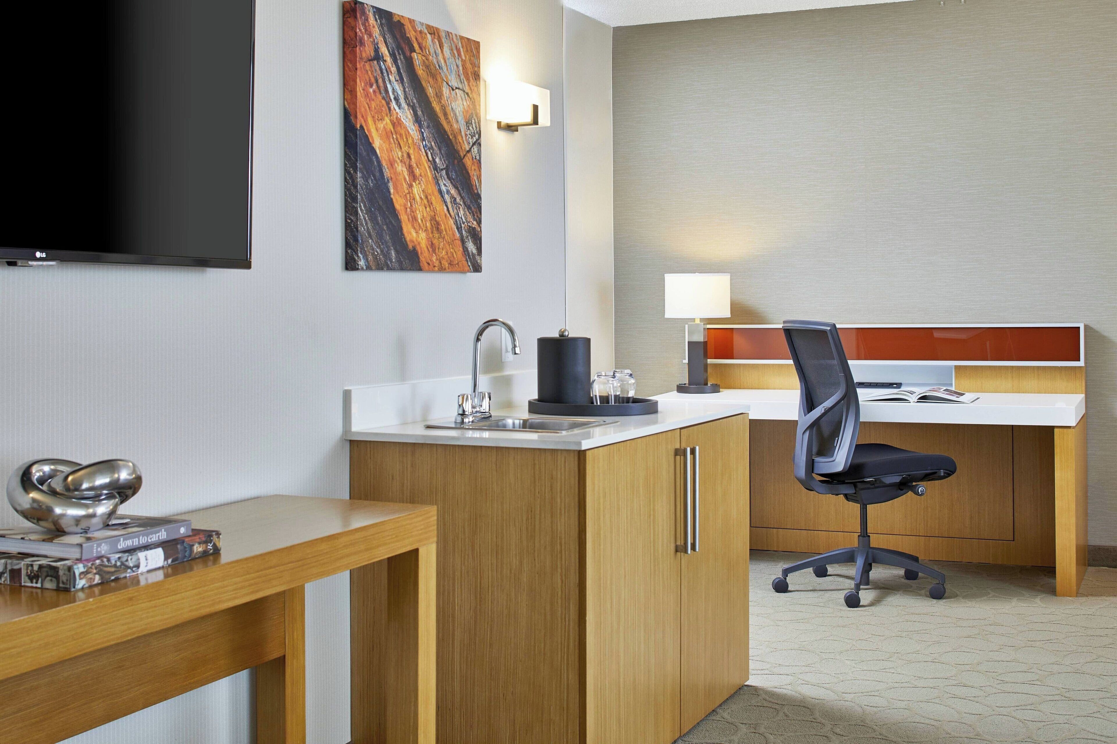 hypo-allergenic bedding, pillow-top beds, in-room safe, desk