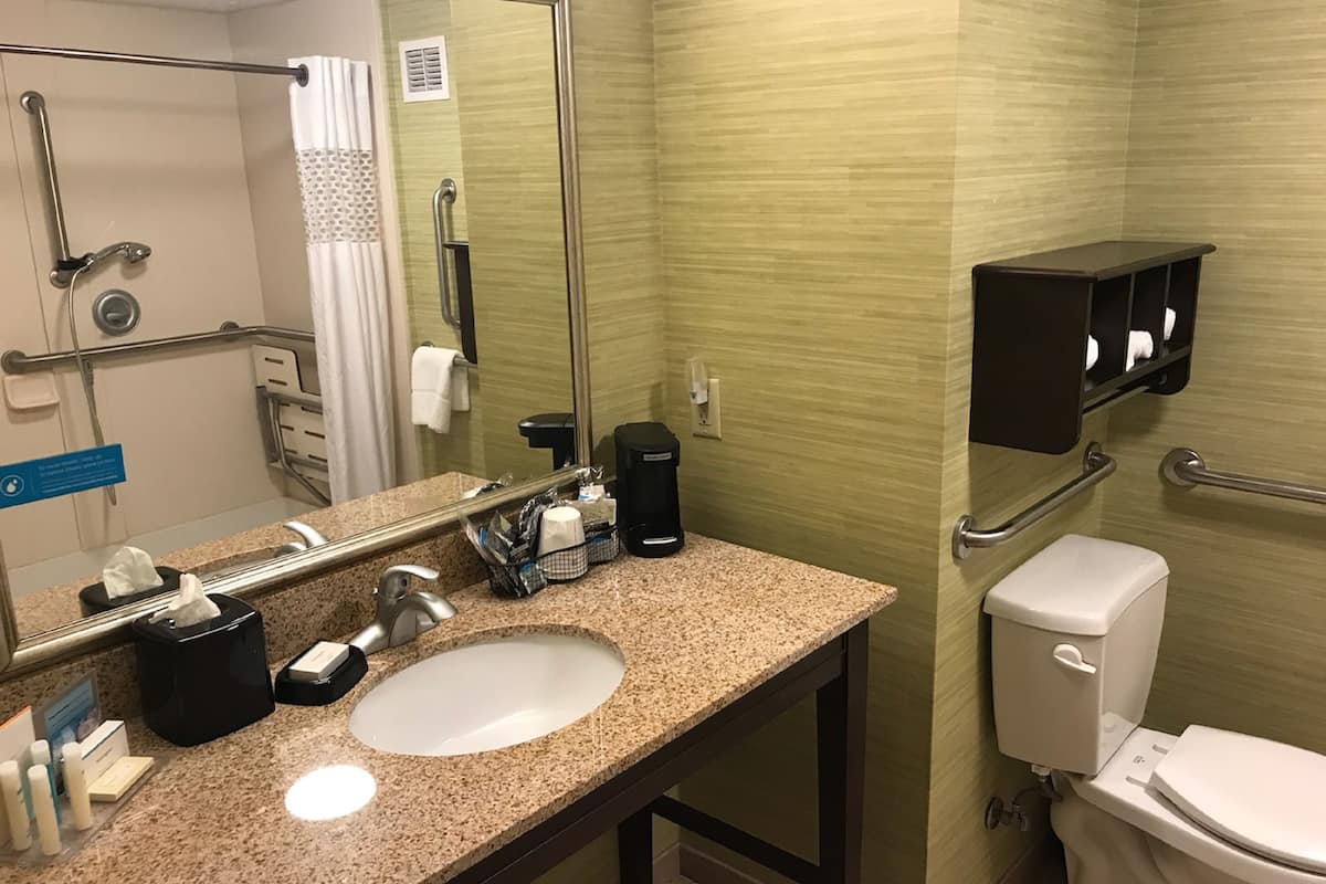 free toiletries, hair dryer, towels