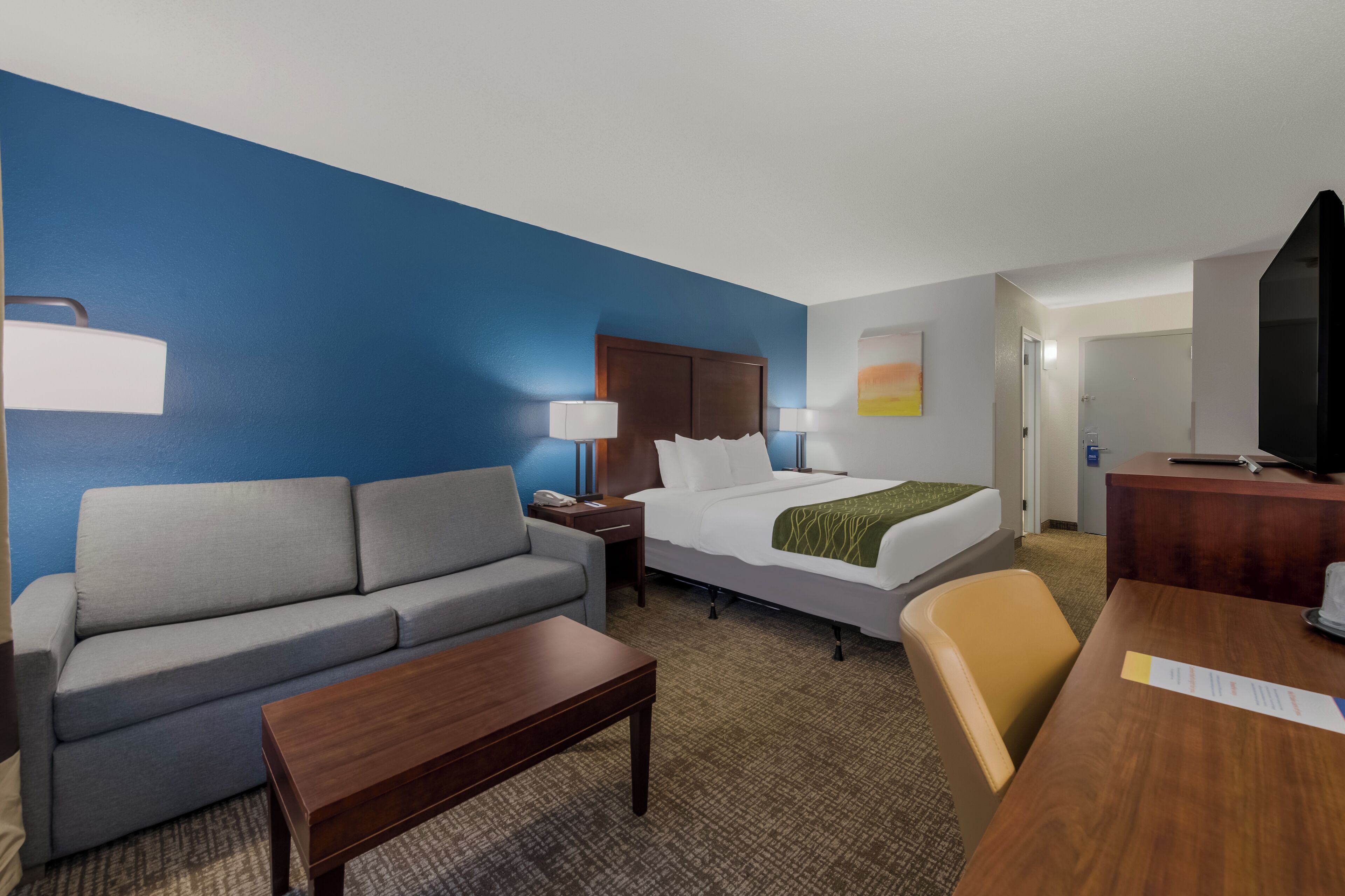 classic room, 1 king bed with sofa bed, non smoking | desk, laptop workspace, blackout curtains, iron/ironing board