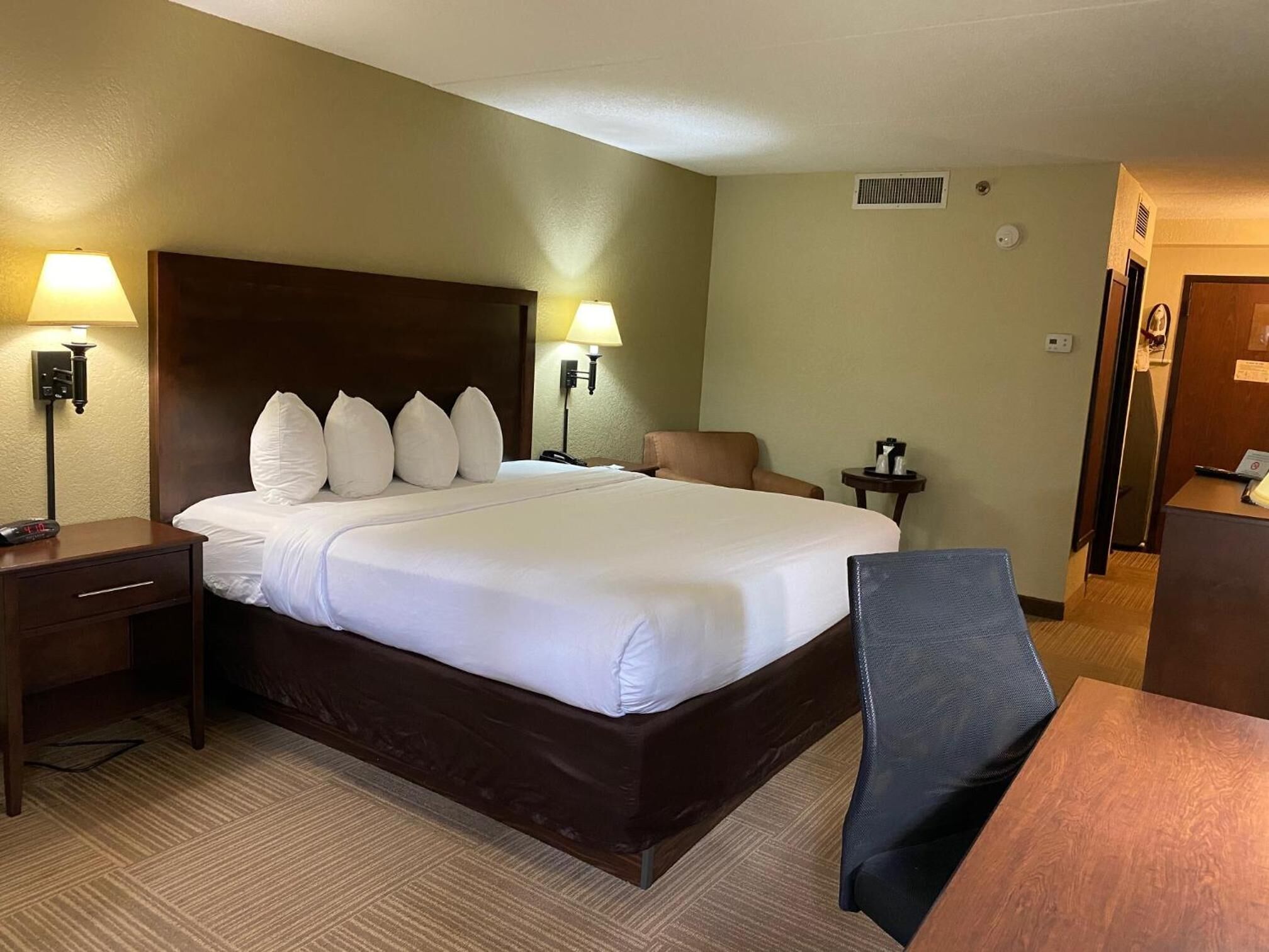 blackout curtains, iron/ironing board, free internet, bed sheets