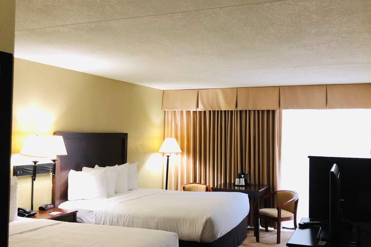 blackout curtains, iron/ironing board, free internet, bed sheets