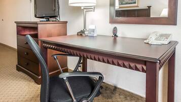 Desk, blackout drapes, iron/ironing board, free WiFi