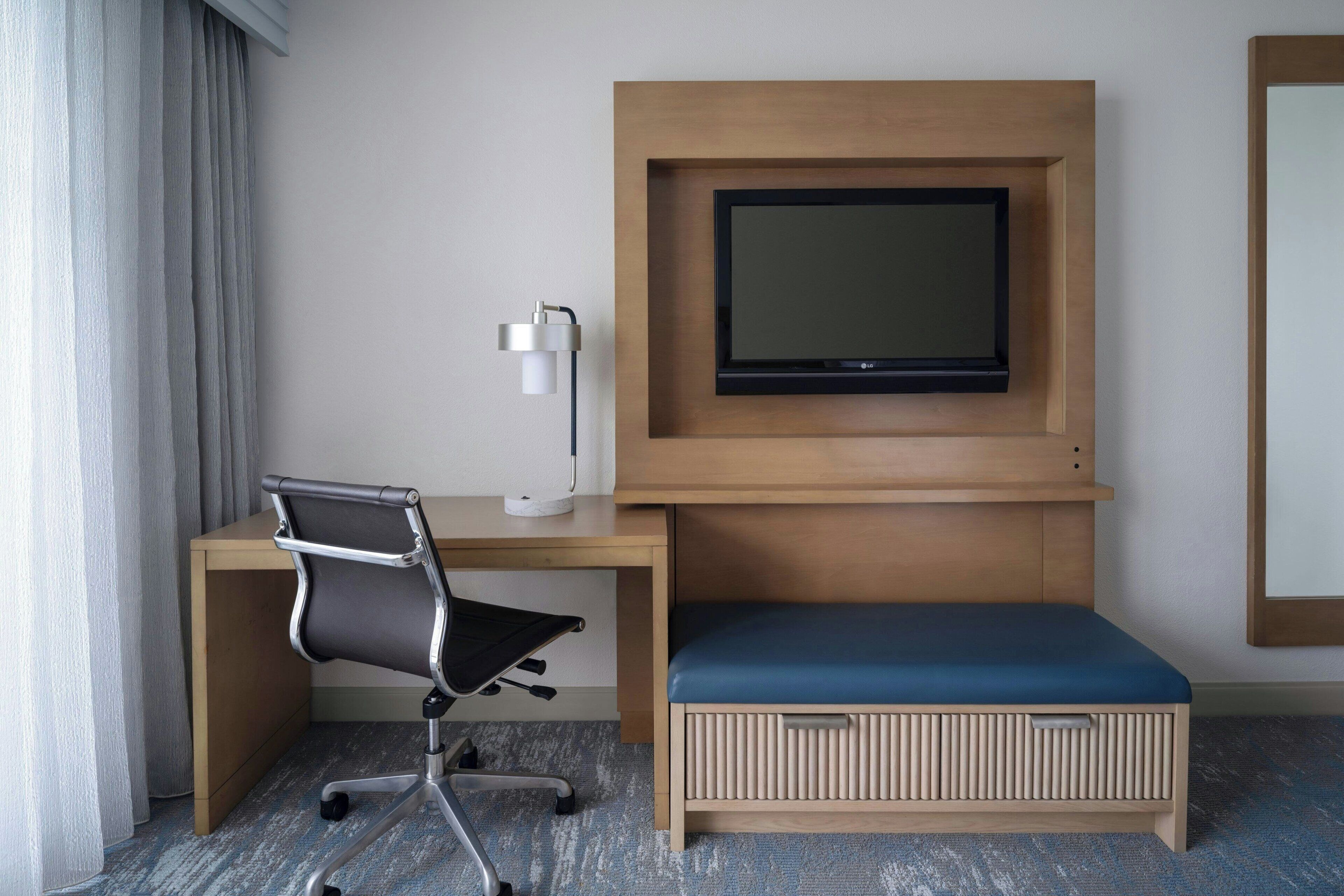 premium bedding, down duvets, pillow-top beds, desk