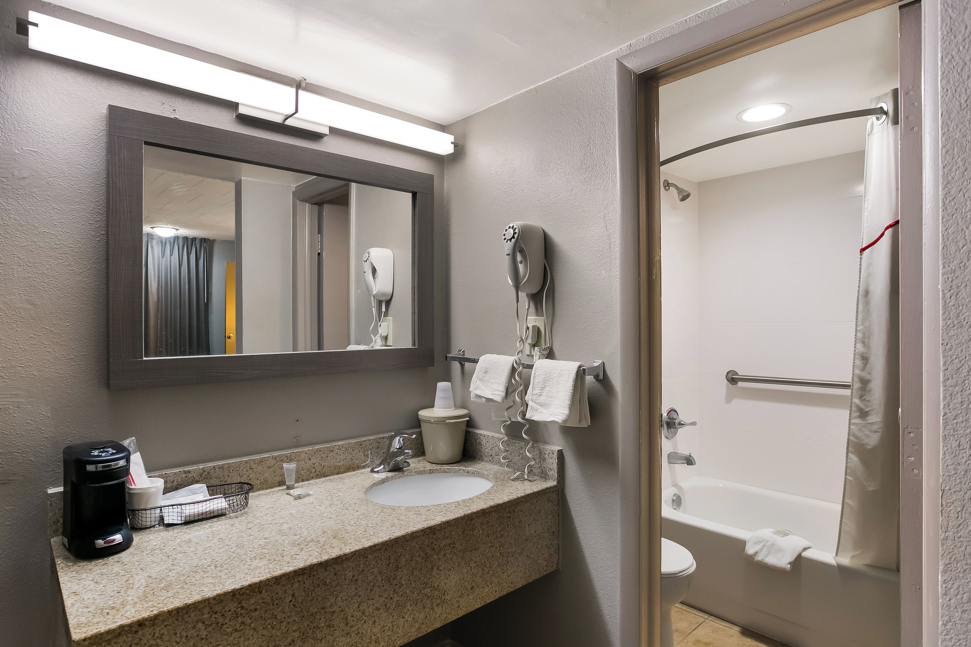 Hair dryer, towels