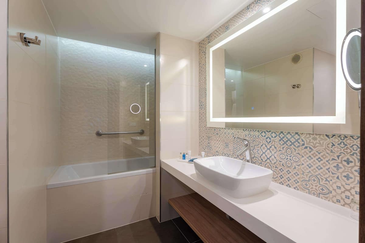 free toiletries, hair dryer, towels