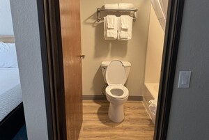 Bañera con ducha, artículos de tocador gratuitos, secador de pelo