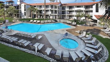Outdoor pool, pool umbrellas