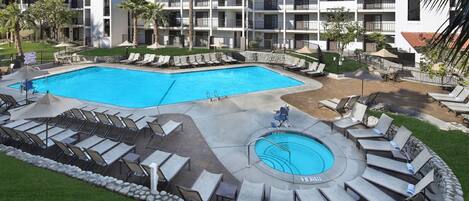 Outdoor pool, pool umbrellas