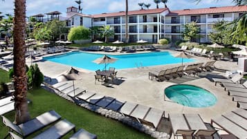Outdoor pool, pool umbrellas