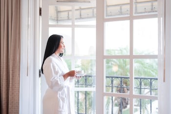 In-room safe, desk, laptop workspace, blackout drapes at Hyatt Regency Coral Gables