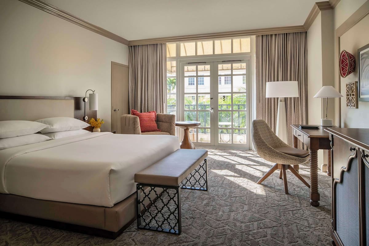 1 King Bed with Balcony | In-room safe, desk, laptop workspace, blackout drapes