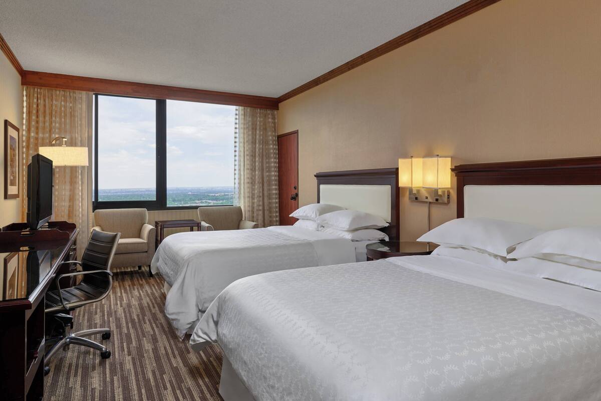 Club Room, 2 Queen Beds, City View | Premium bedding, pillowtop beds, in-room safe, desk