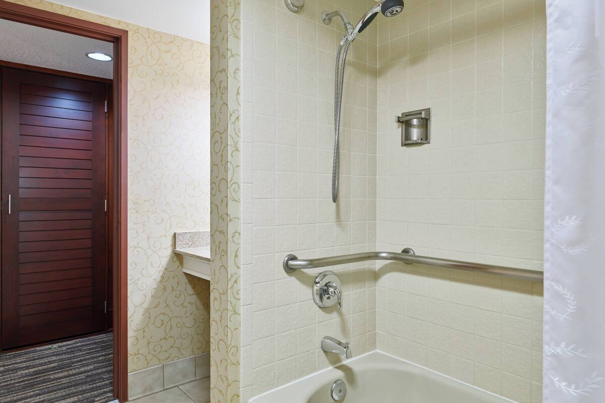 free toiletries, hair dryer, towels