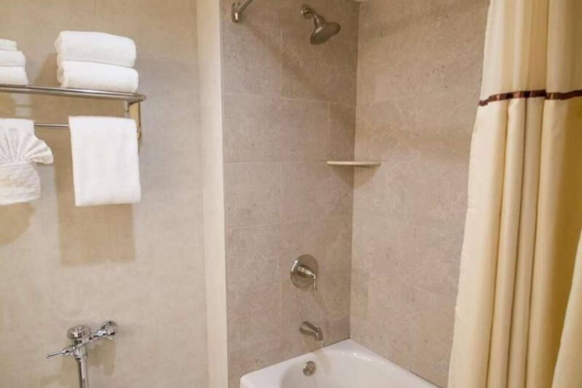 Baño | Tina con regadera, amenidades de baño gratuitas, secadora de cabello 