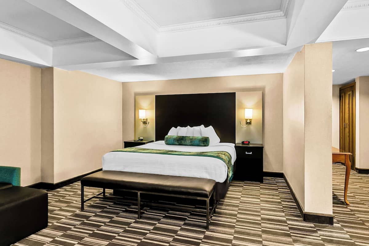Kamar Standar, 1 Tempat Tidur King, Bebas Asap Rokok, jet tub (Larger Room) | Bantalan ekstra lembut dan setrika/meja setrika